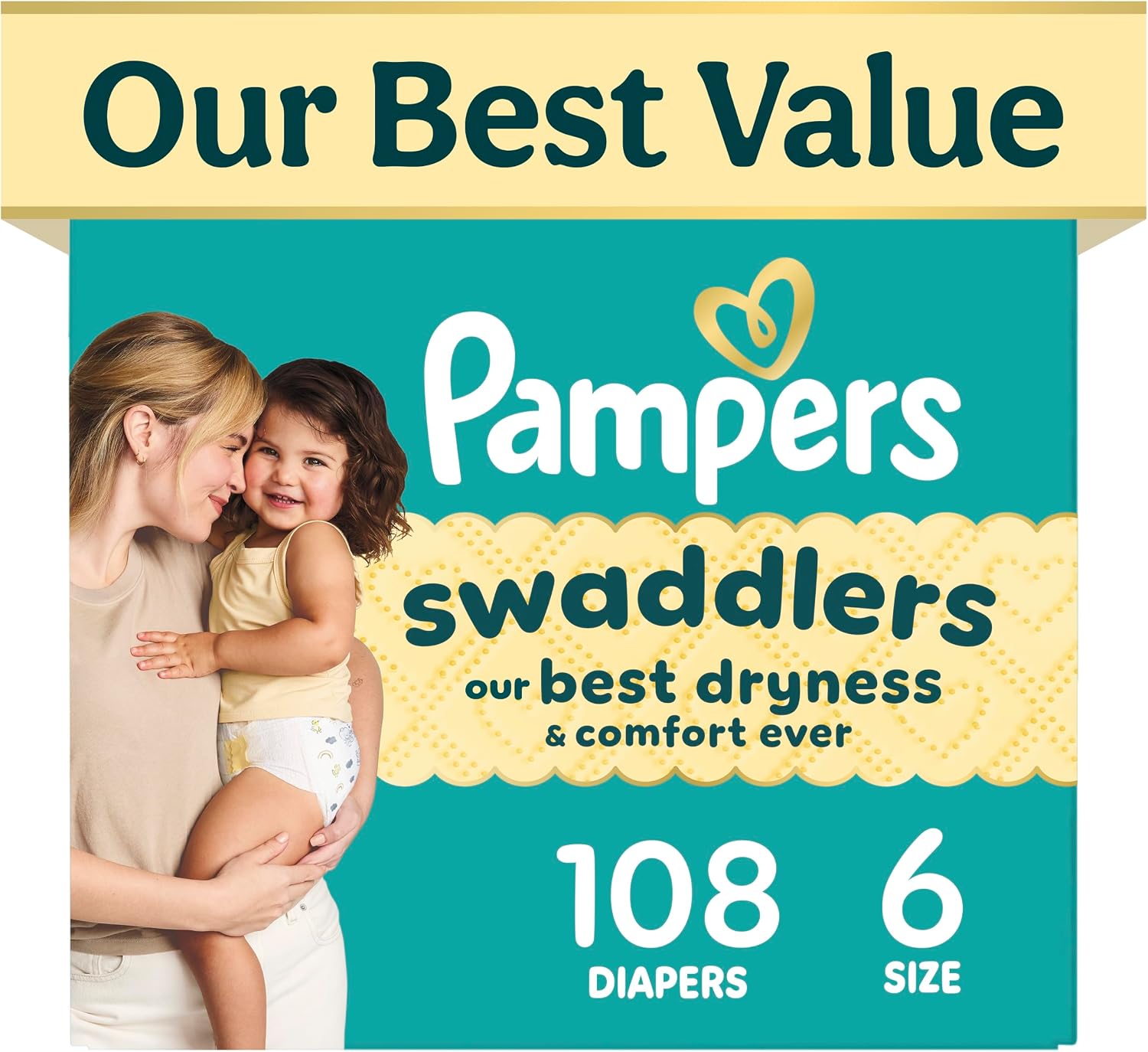 Pampers Swaddlers Newborn Diapers, Size Newborn (10 lbs), 84 Count, Fragrance Free, Hypoallergenic, Absorbent, Pediatrician Recommended, Skin Safe