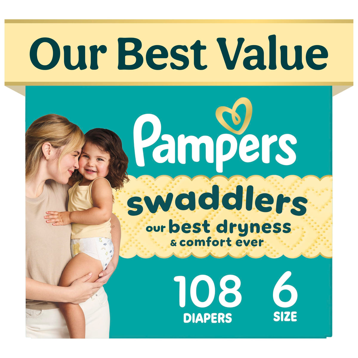 Swaddlers Diapers, Size 5 (20-37 lbs), 132 Count, Fragrance Free, Hypoallergenic, Absorbent, Pediatrician Recommended, Skin Safe