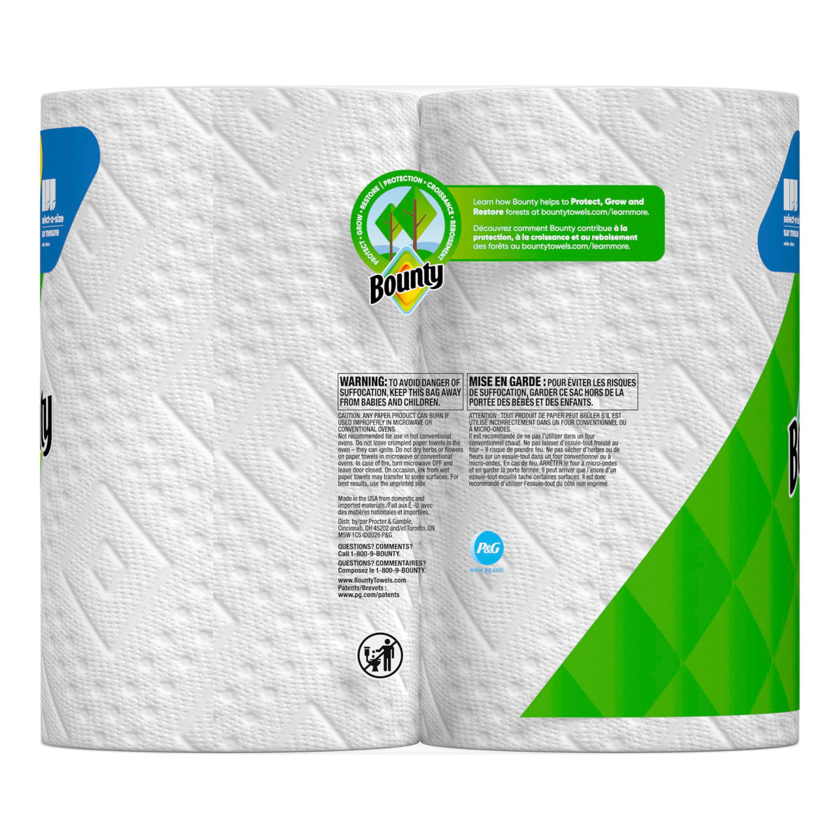 Bounty Paper Towels Quick Size, White, 16 Family Rolls = 40 Regular Rolls
