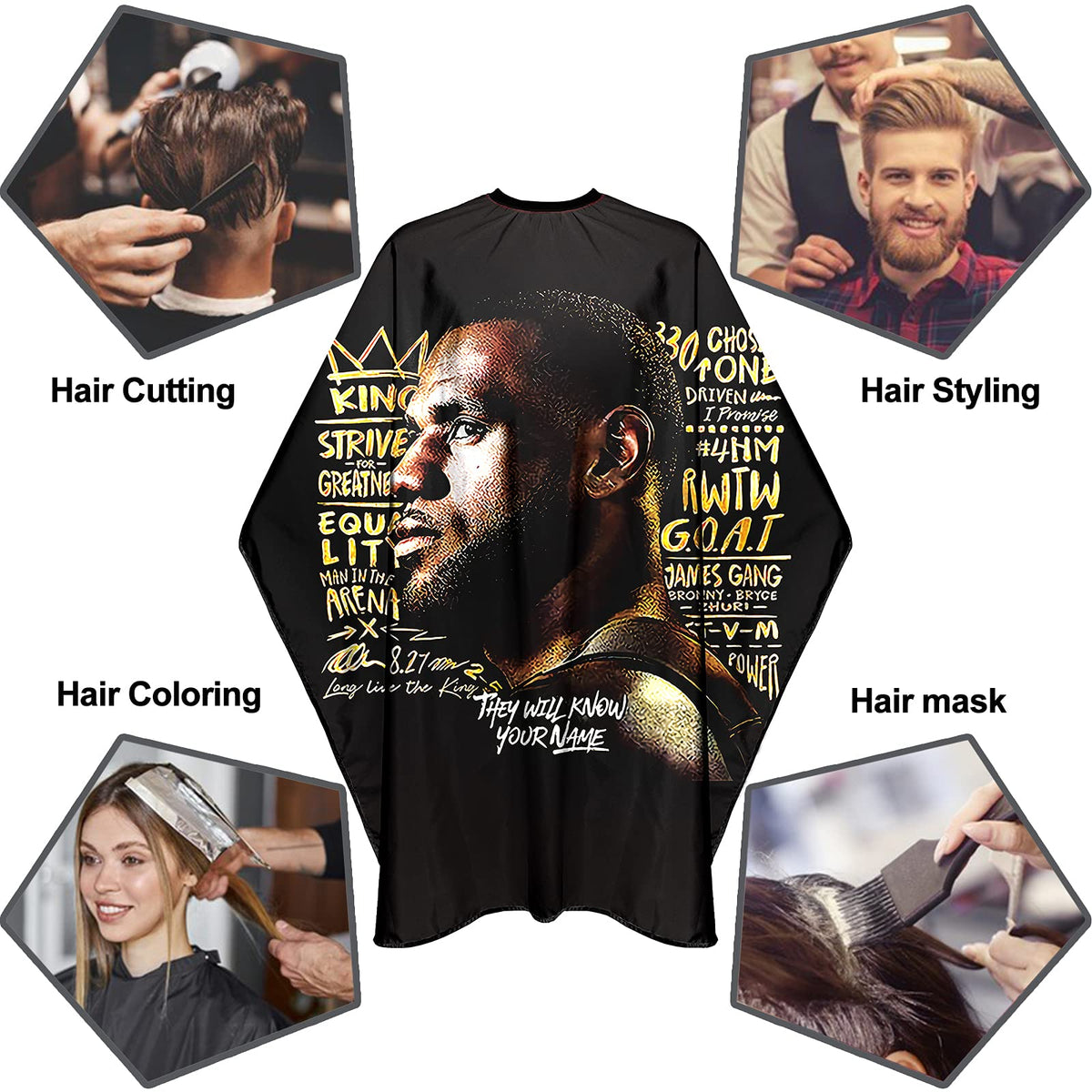 Barber Capes for Men Hair Cutting Salon Cape with Snaps Waterproof Professional Large Barber Hairdresser Gown Stylist Cape- 63”× 56”(Shoot Pattern)