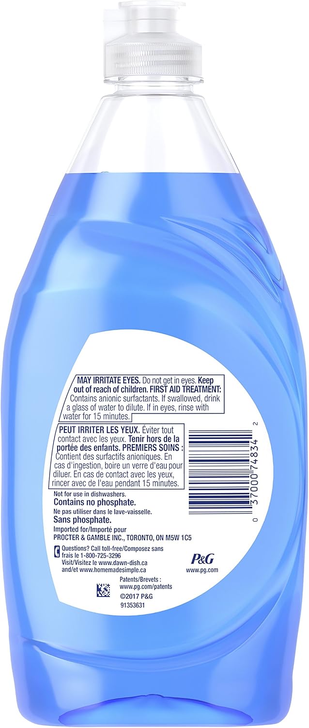 Dawn Ultra Dish Soap Refill Jug, Large Size Original Blue Liquid Dishwashing Detergent, Powerful Dish Soap for Grease, 51.5 oz