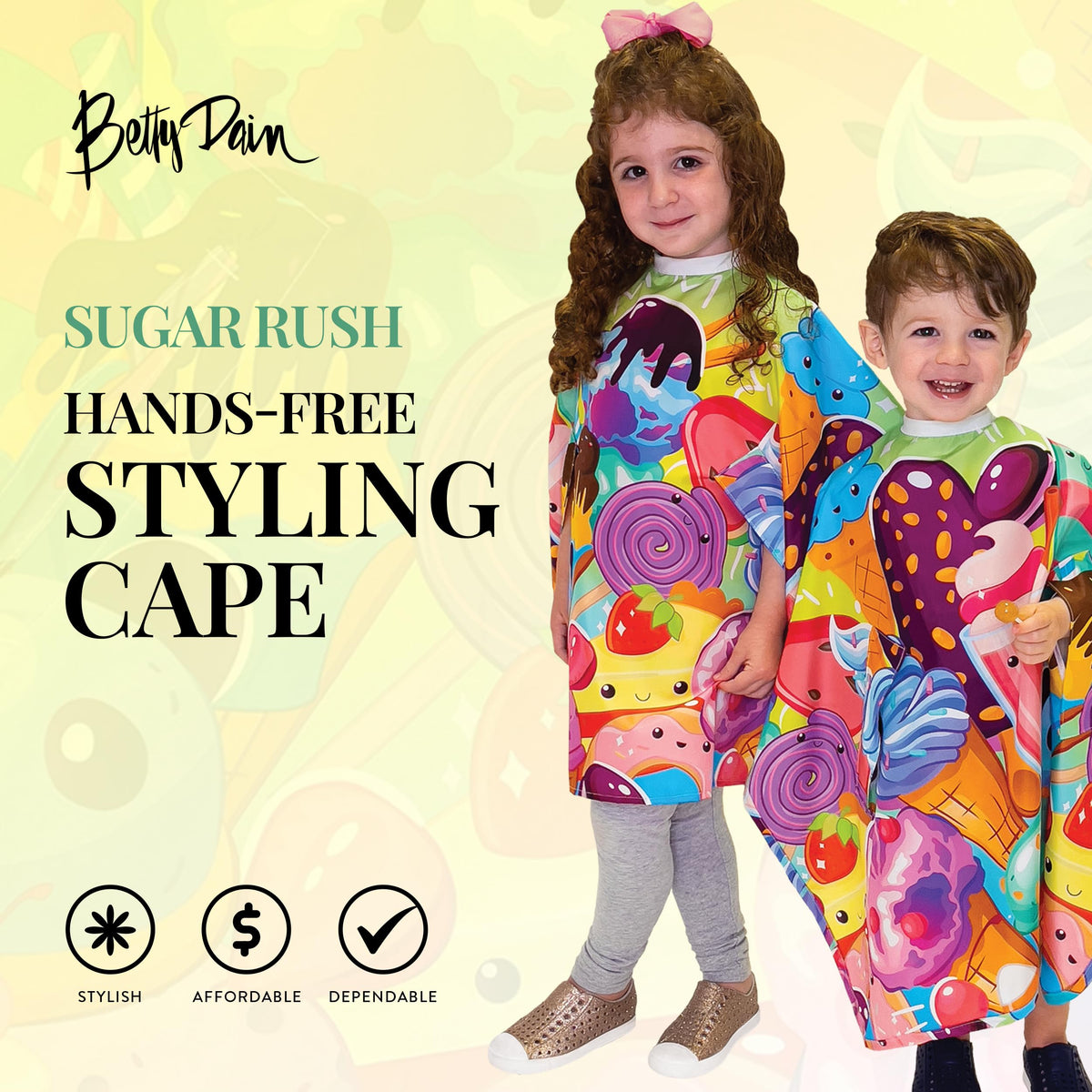 Betty Dain Kids Styling Haircut Cape, Social Kids Print, 30" x 36"