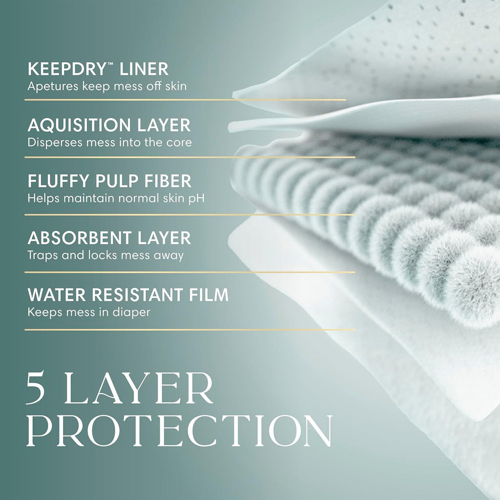Pampers Amore, Size 4 (15-34 lbs), 150 Count, Our Best Diaper – Hypoallergenic & Fragrance Free, Up to 100% Leakproof, Soft as Cashmere