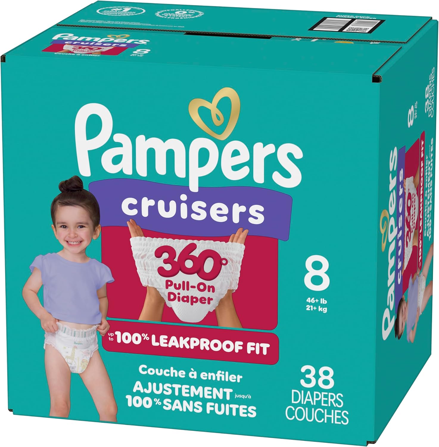 Pampers Diapers - Cruisers 360 - Size 7, 88 Count, Babyproof up to 100% Leakproof Pull-On Diaper