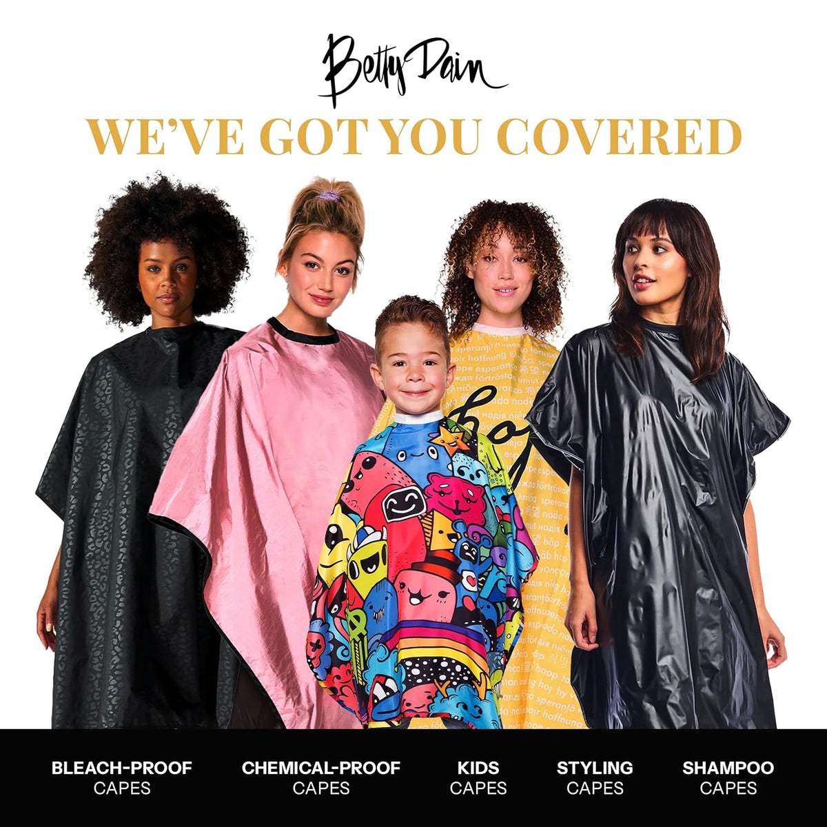 Betty Dain Kids Styling Haircut Cape, Social Kids Print, 30" x 36"