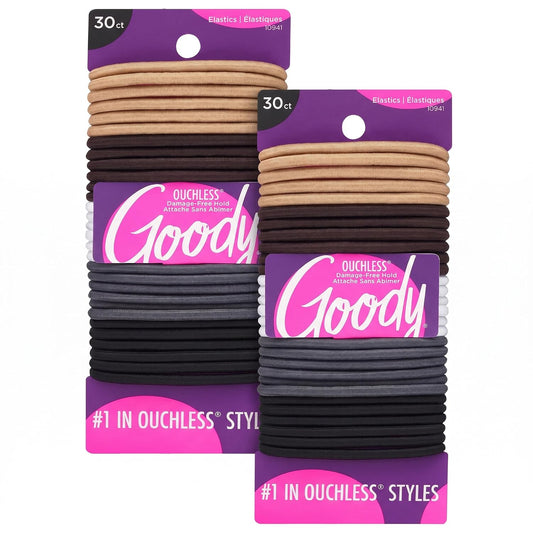 Goody Ouchless Elastic Hair Ties, 30 Ct, Blone, 4MM Rubber Bands, Pain-Free