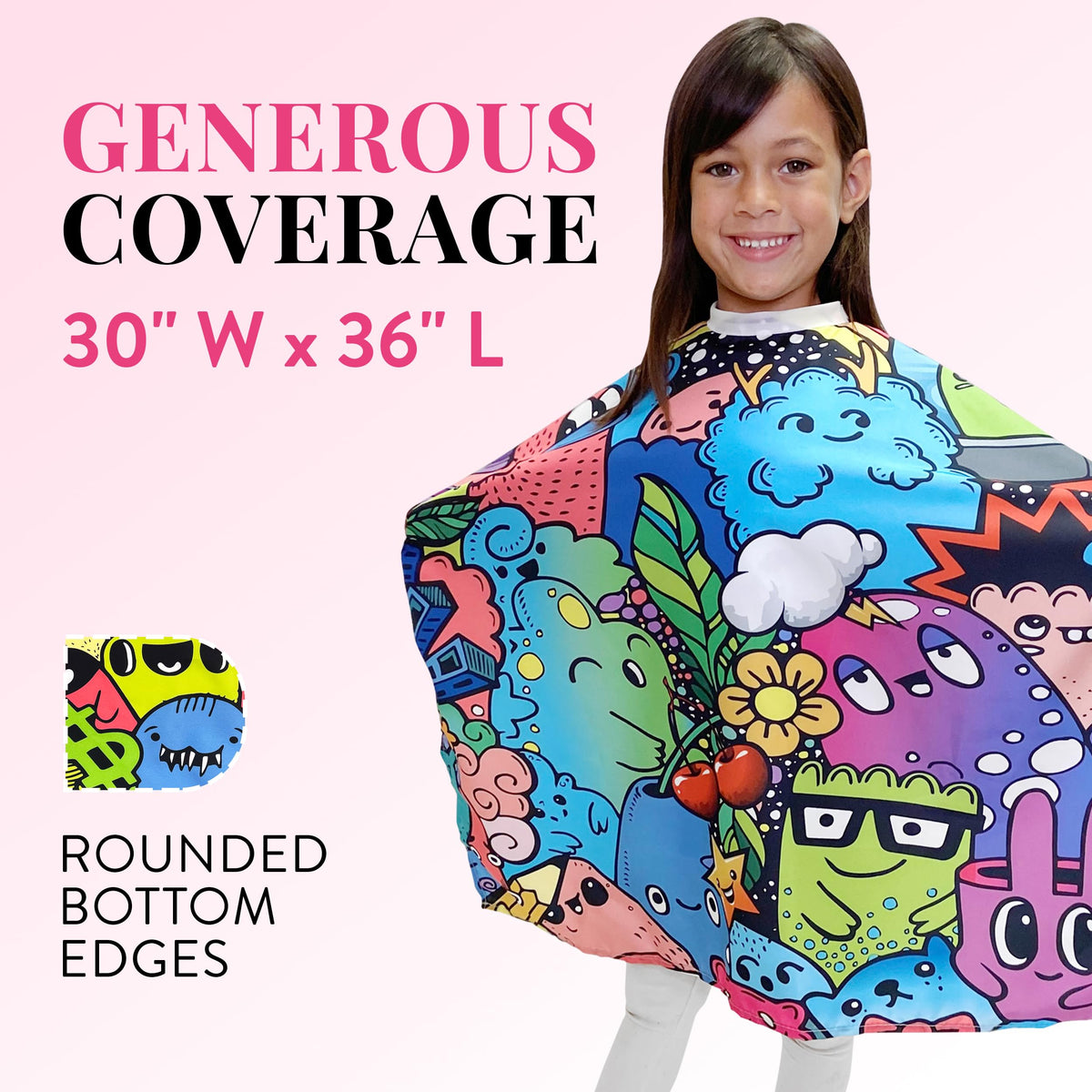 Betty Dain Kids Styling Haircut Cape, Social Kids Print, 30" x 36"