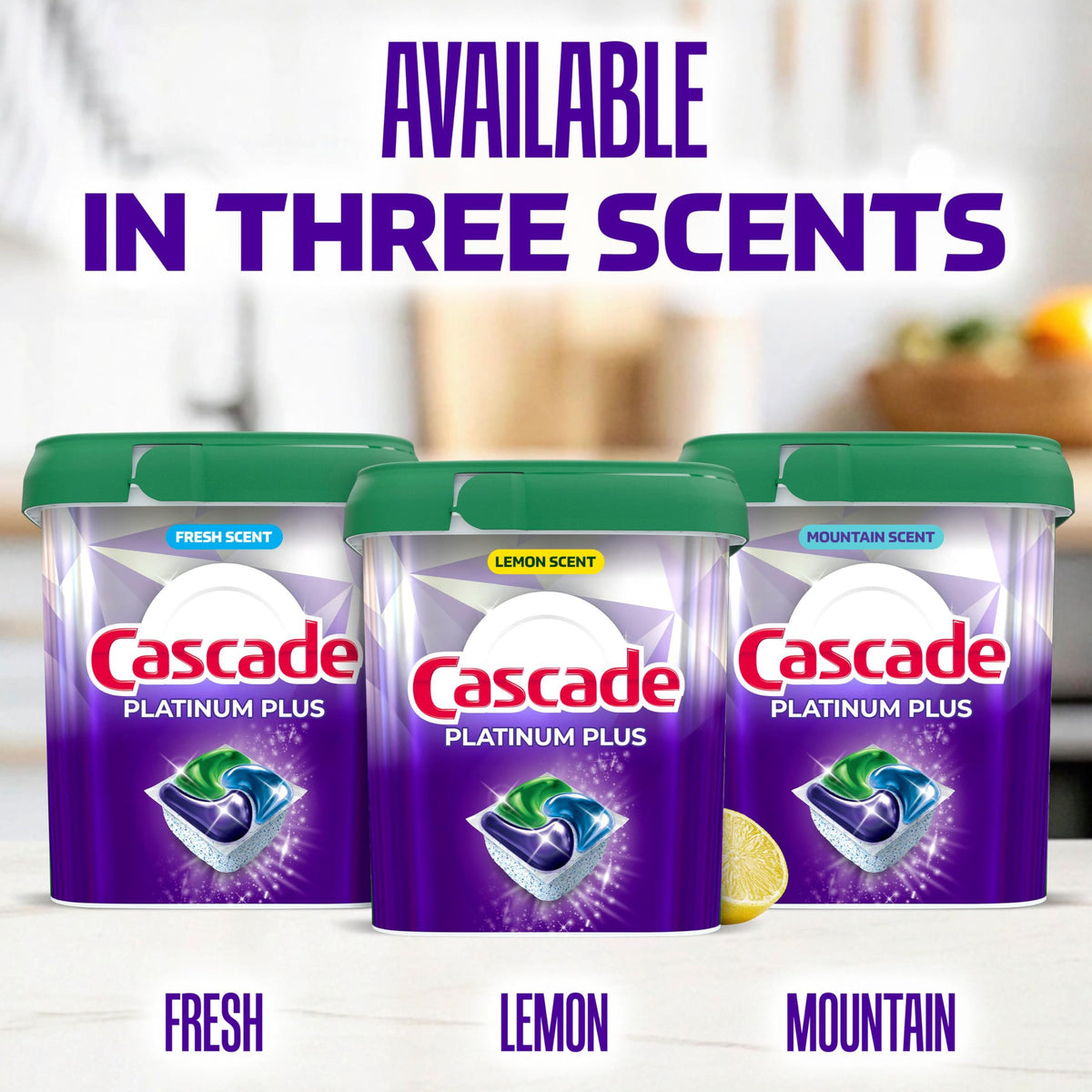 Cascade Platinum Plus Dishwasher Pods, Dish Detergent Soap, Clean Scent, 62 Count