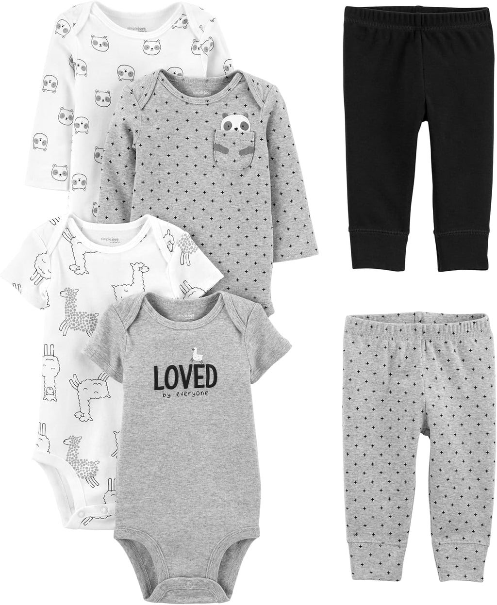 Simple Joys by Carter's Baby 6-piece Bodysuits (Short and Long Sleeve) and Pants Set