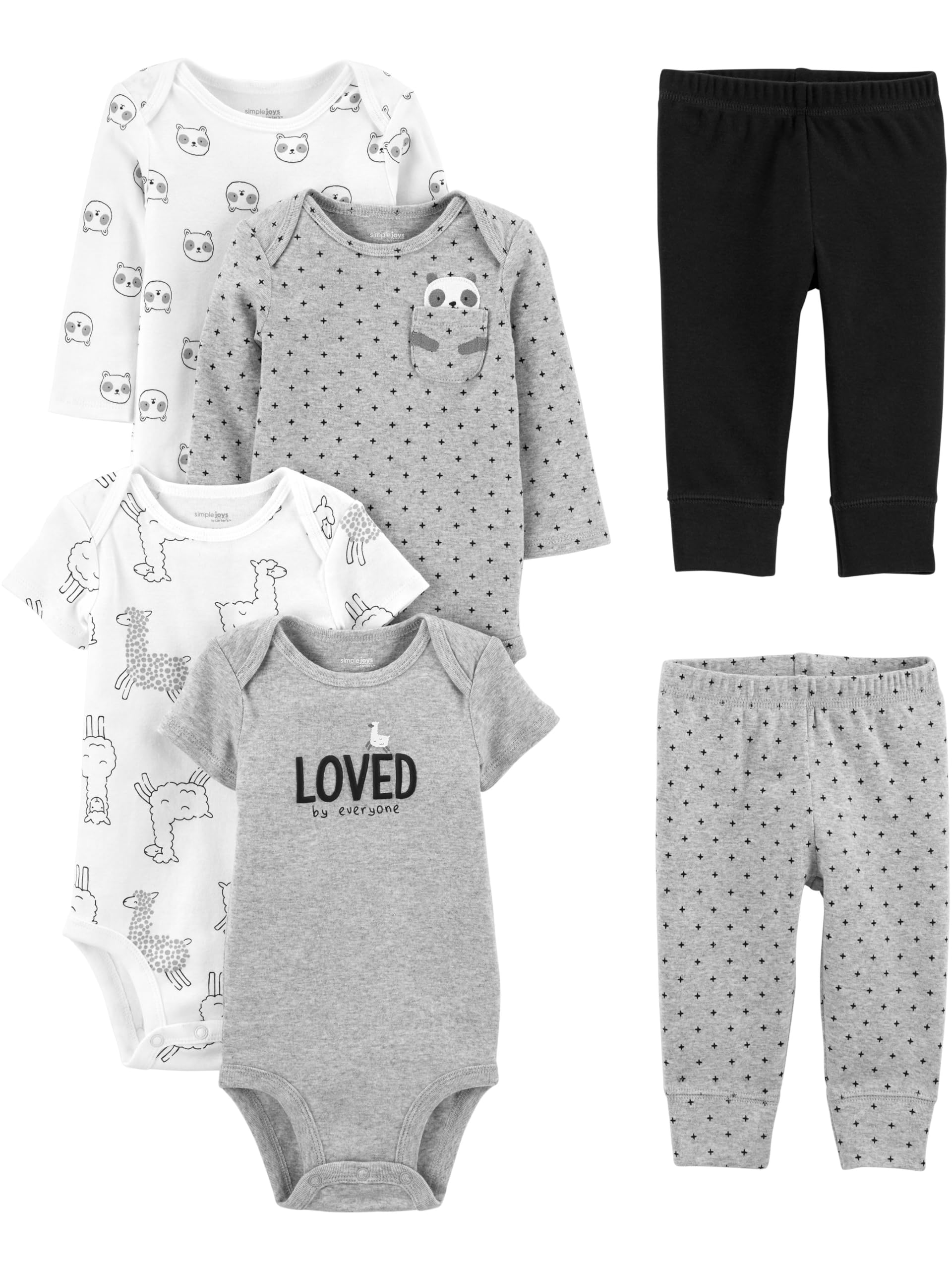 Simple Joys by Carter's Baby 6-piece Bodysuits (Short and Long Sleeve) and Pants Set