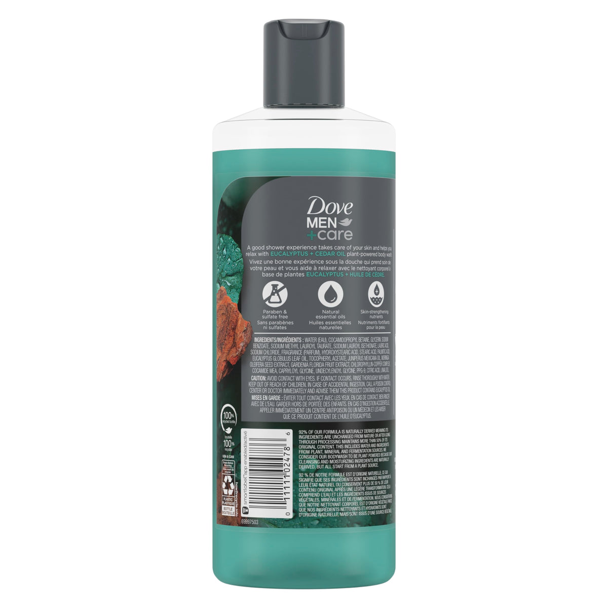 DOVE MEN Moisturizing Body Wash for Men, Eucalyptus + Cedar Oil, 26oz