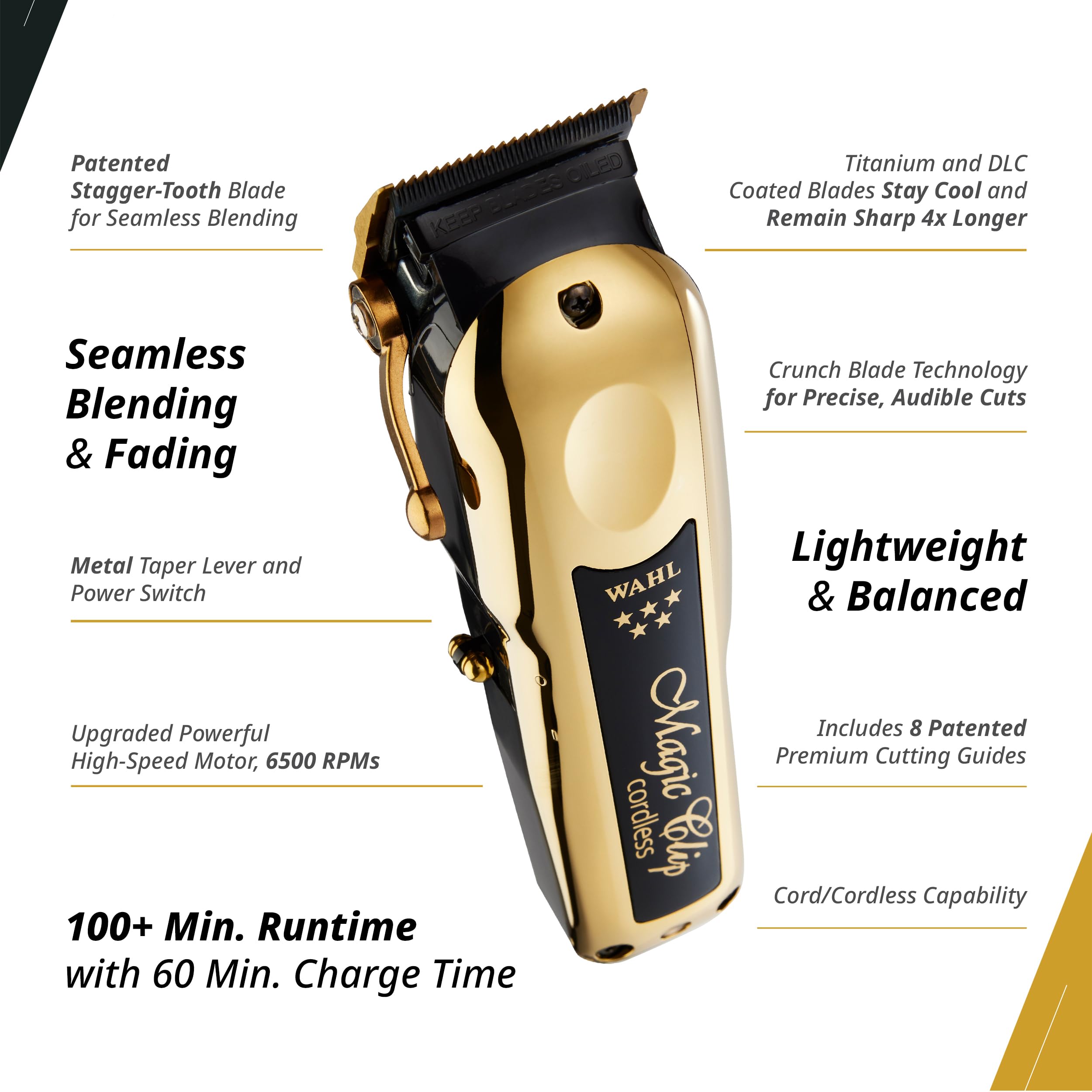 Wahl Professional 5 Star Magic Clip Cordless Clipper, Stagger-Tooth Blade