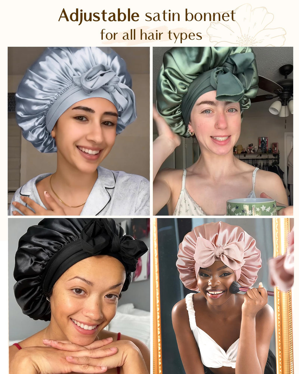 YANIBEST Adjustable Silk Bonnet – Double Layer
