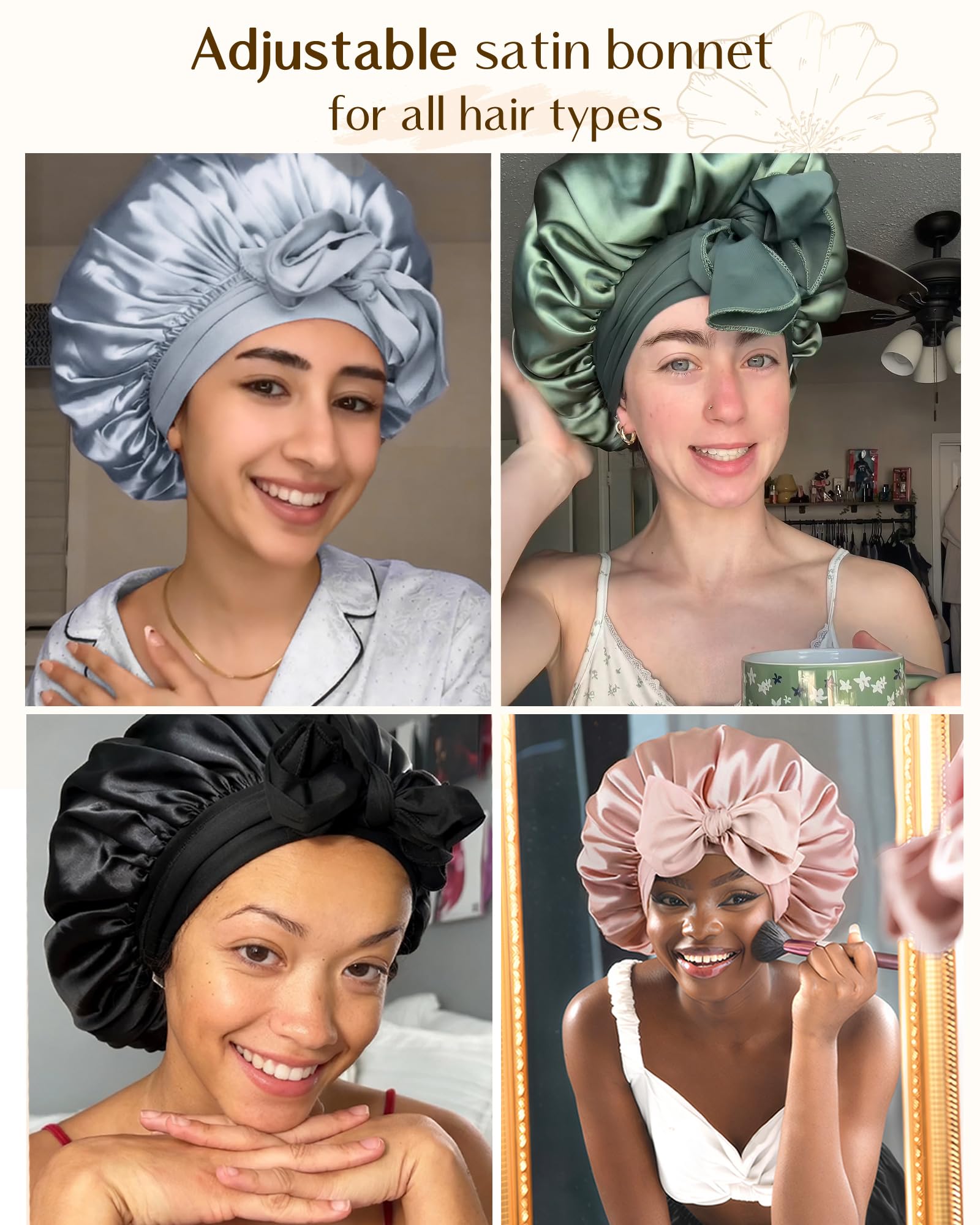 YANIBEST Adjustable Silk Bonnet – Double Layer