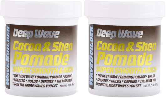 WaveBuilder Cocoa & Shea Pomade | Super Smooth & Rich Formula Promotes Healthy Hair Waves, 3 Oz