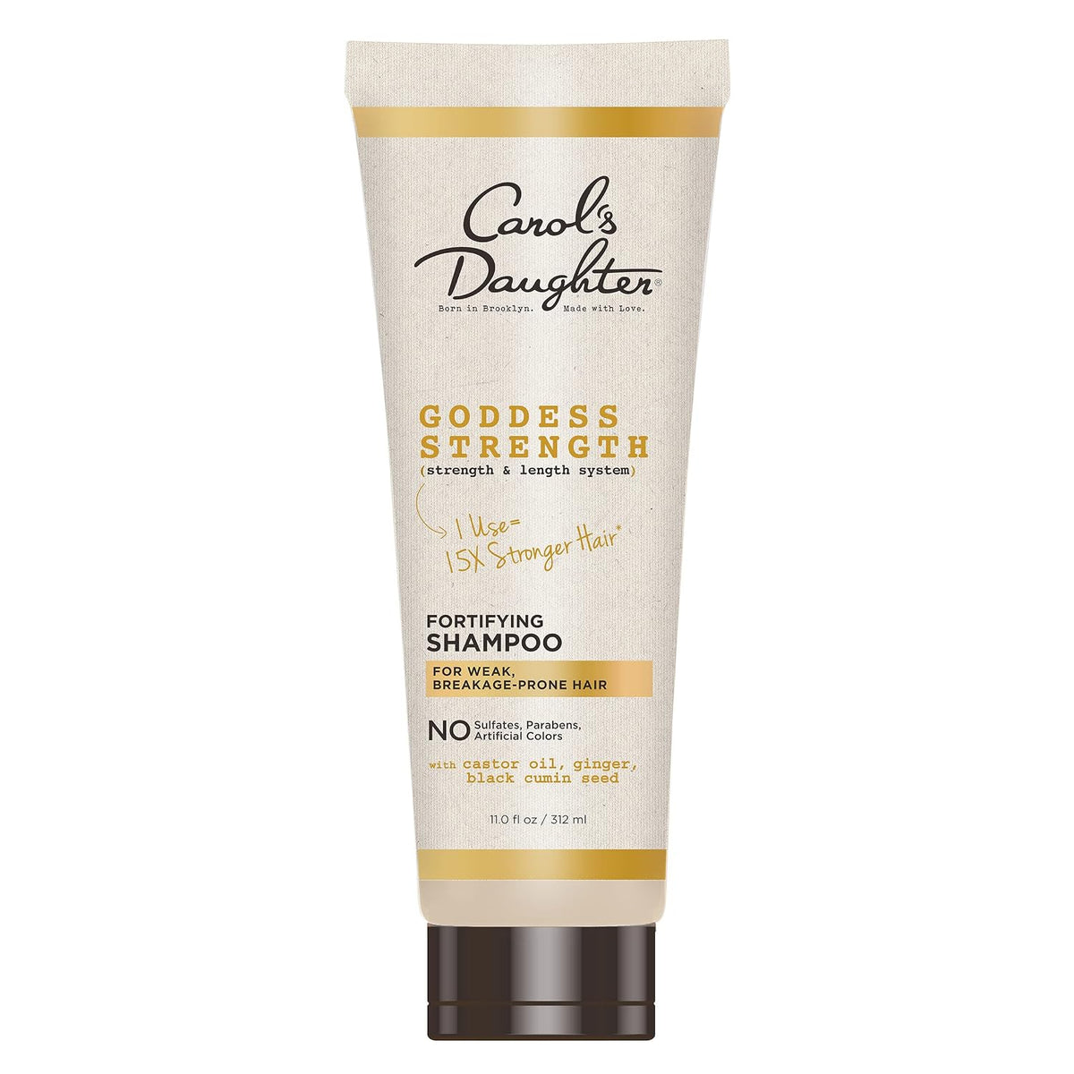 Carol's Daughter Goddess Strength Fortifying Shampoo For Wavy, Coily and Curly Hair, Sulfate Free Shampoo with Castor Oil for Weak Hair, 11 Fl Oz