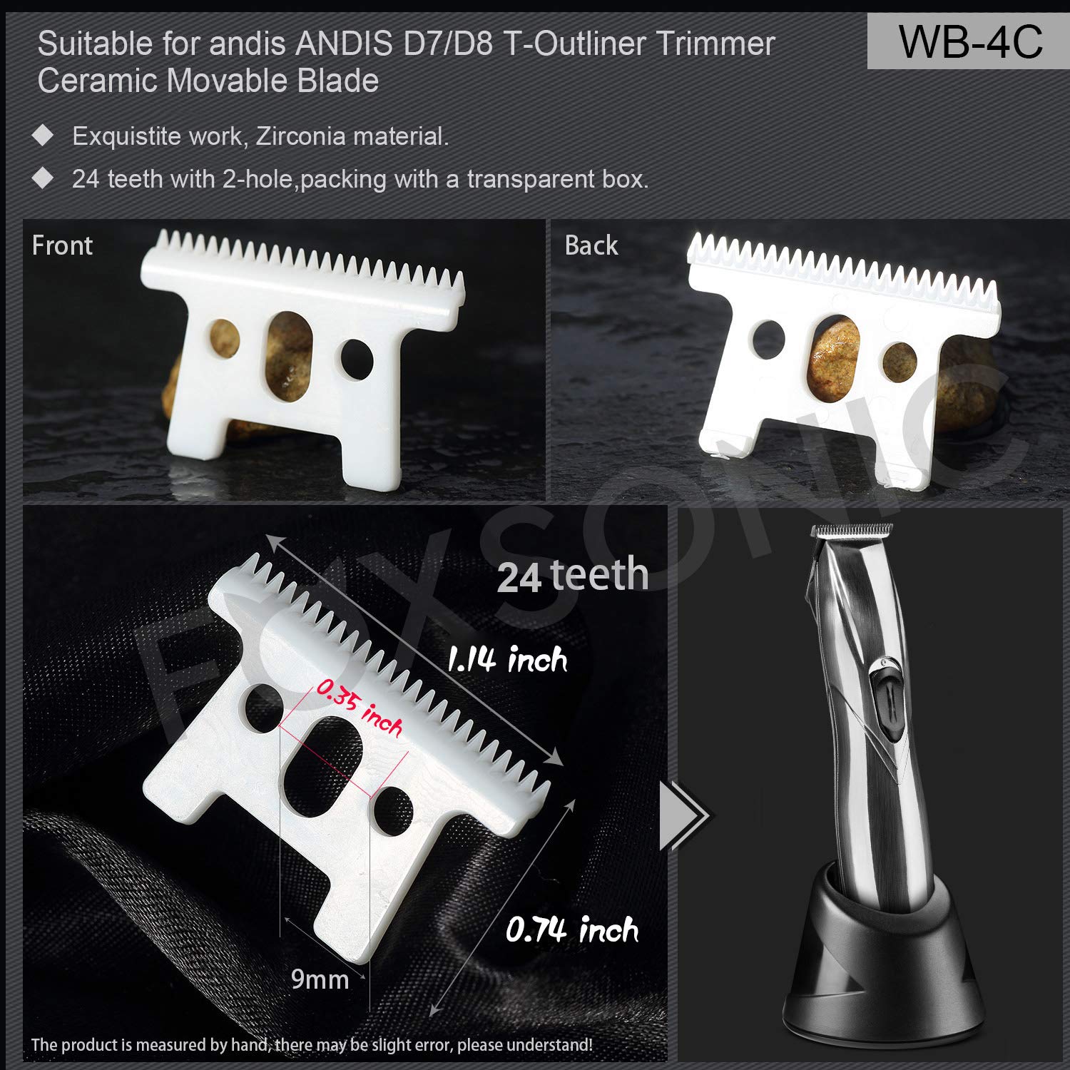 Professional 2-Hole Clipper Blades, Ceramic Replacement Blades for Wahl Senior Cordless Clipper