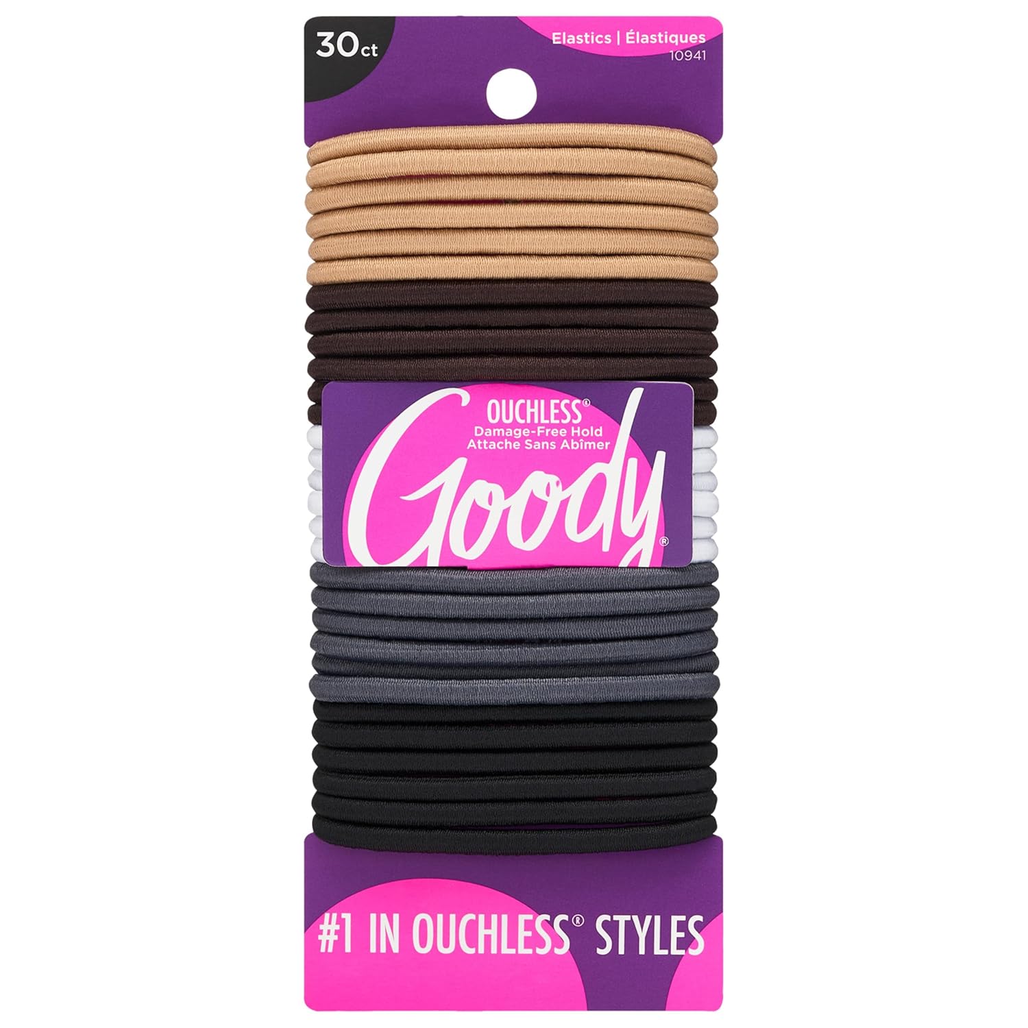 Goody Ouchless Hair Elastics - Brown, 30 Count