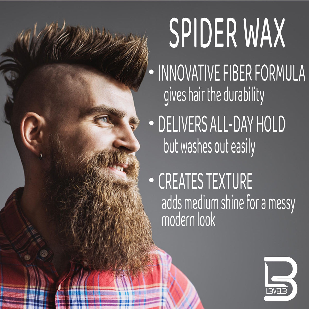 L3 Level 3 Spider Hair Wax for Men, Strong Hold, Volume and Texture, 150 ml