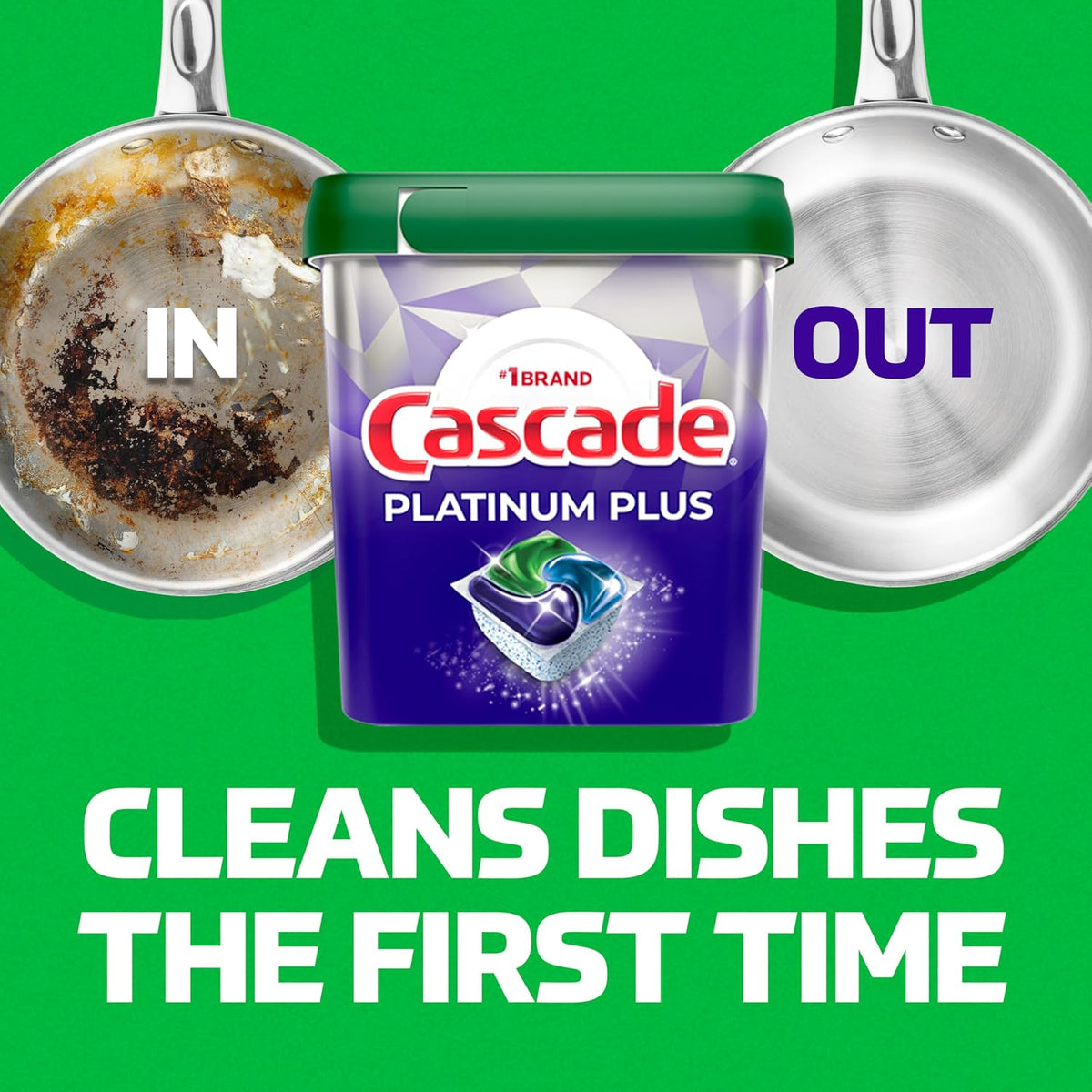 Cascade Platinum Plus Dishwasher Pods, Dish Detergent Soap, Clean Scent, 62 Count