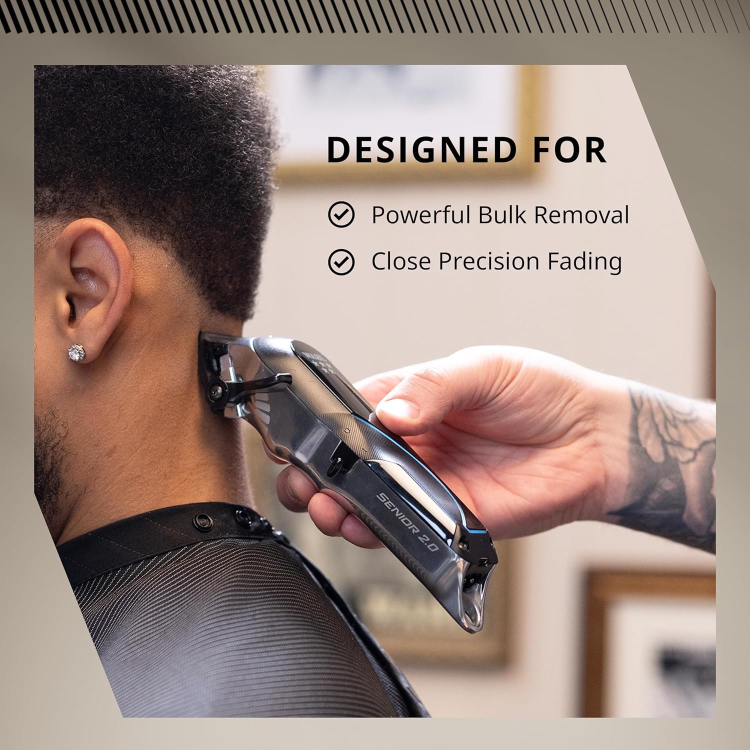 Wahl Professional Senior 2.0 Cordless Clipper, DLC Blade, Model 3027984 | 8000 RPM Brushless Motor with Adaptive Speed, 5-Click Taper Lever, 150 Min Runtime, Fast-Charging Single Power Station