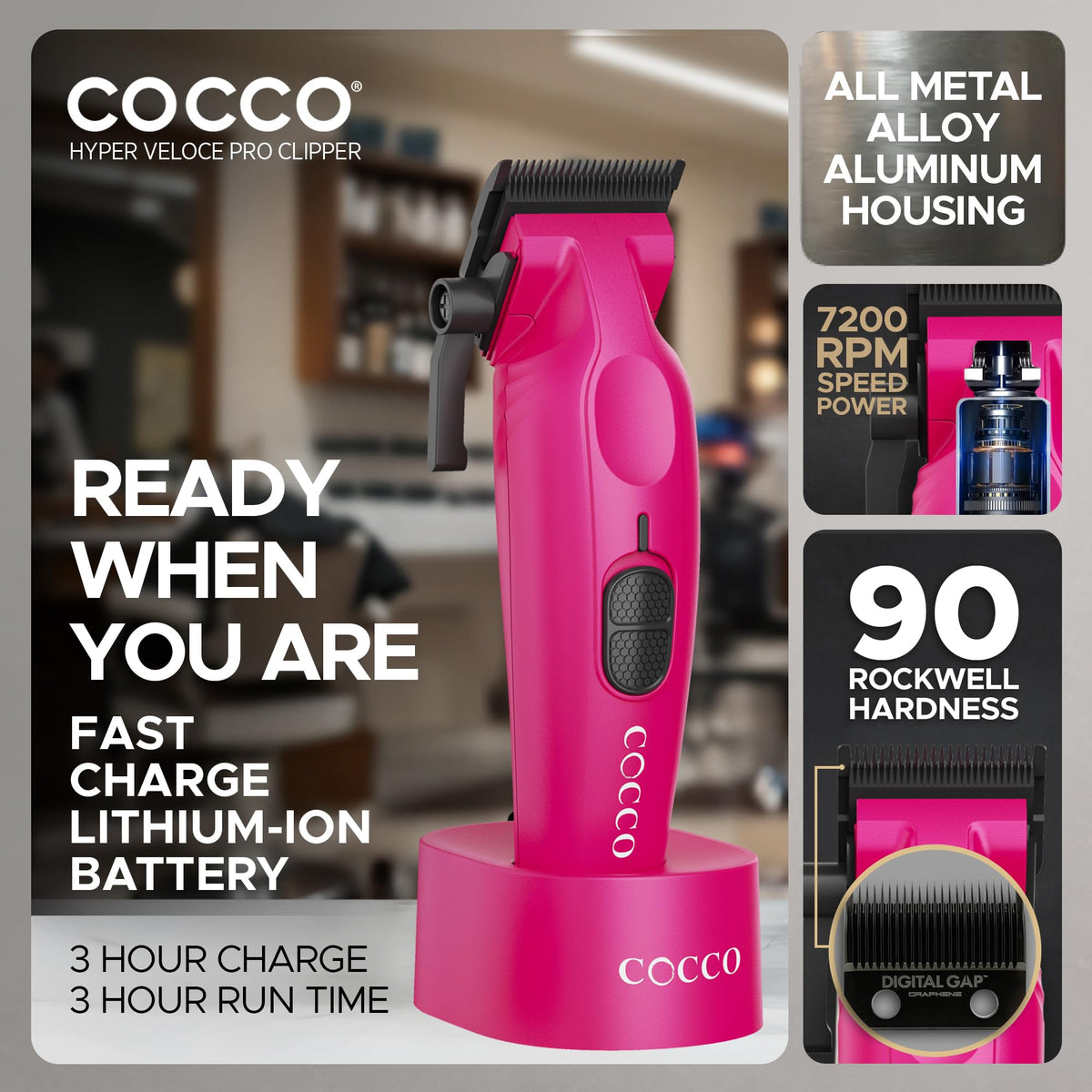Cocco Hyper Veloce Pro High Performance Cordless Brushless Hair Clipper