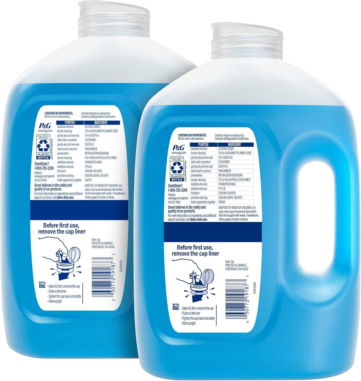 Dawn Ultra Dish Soap Refill Jug, Large Size Original Blue Liquid Dishwashing Detergent, Powerful Dish Soap for Grease, 51.5 oz