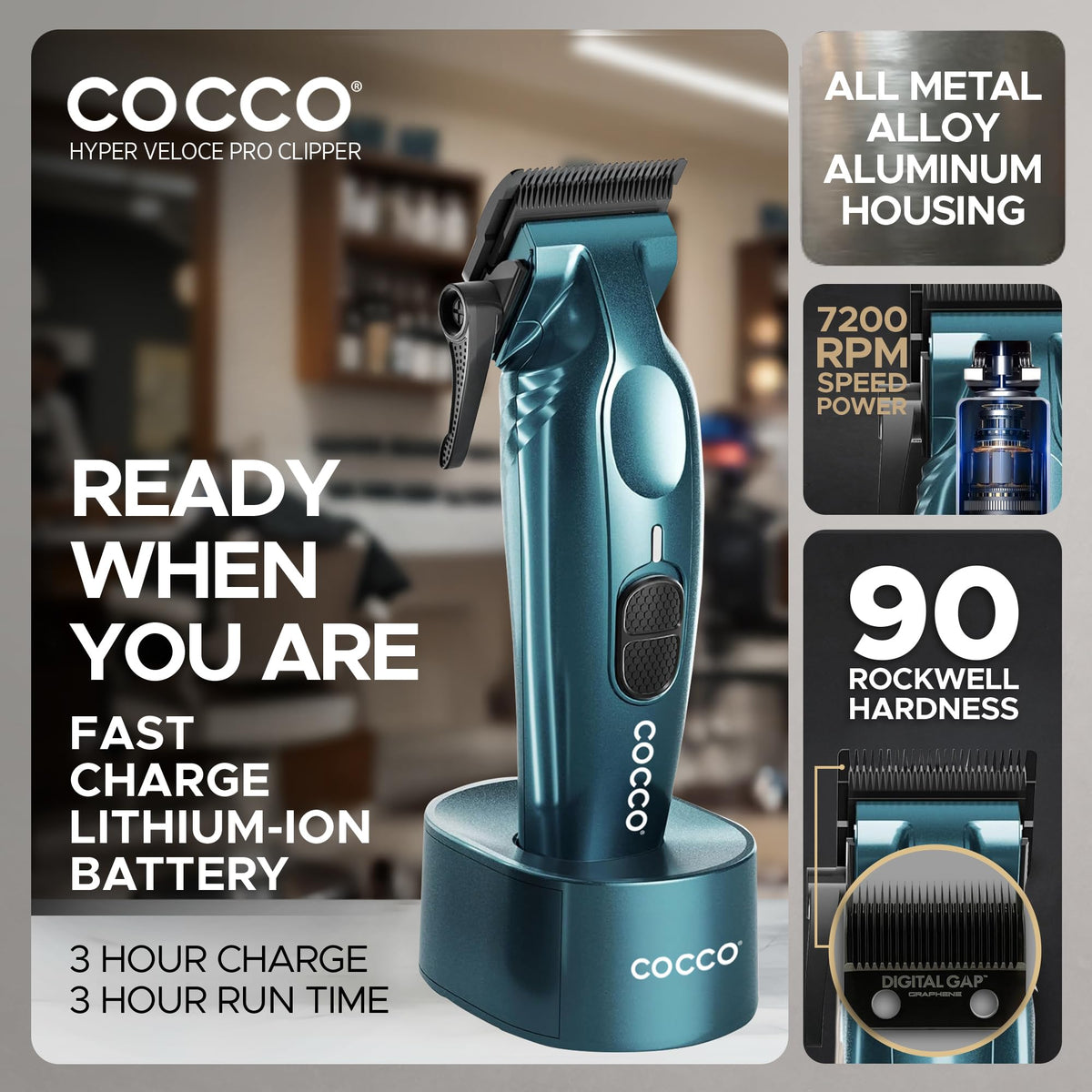 Cocco Hyper Veloce Pro High Performance Cordless Brushless Hair Clipper