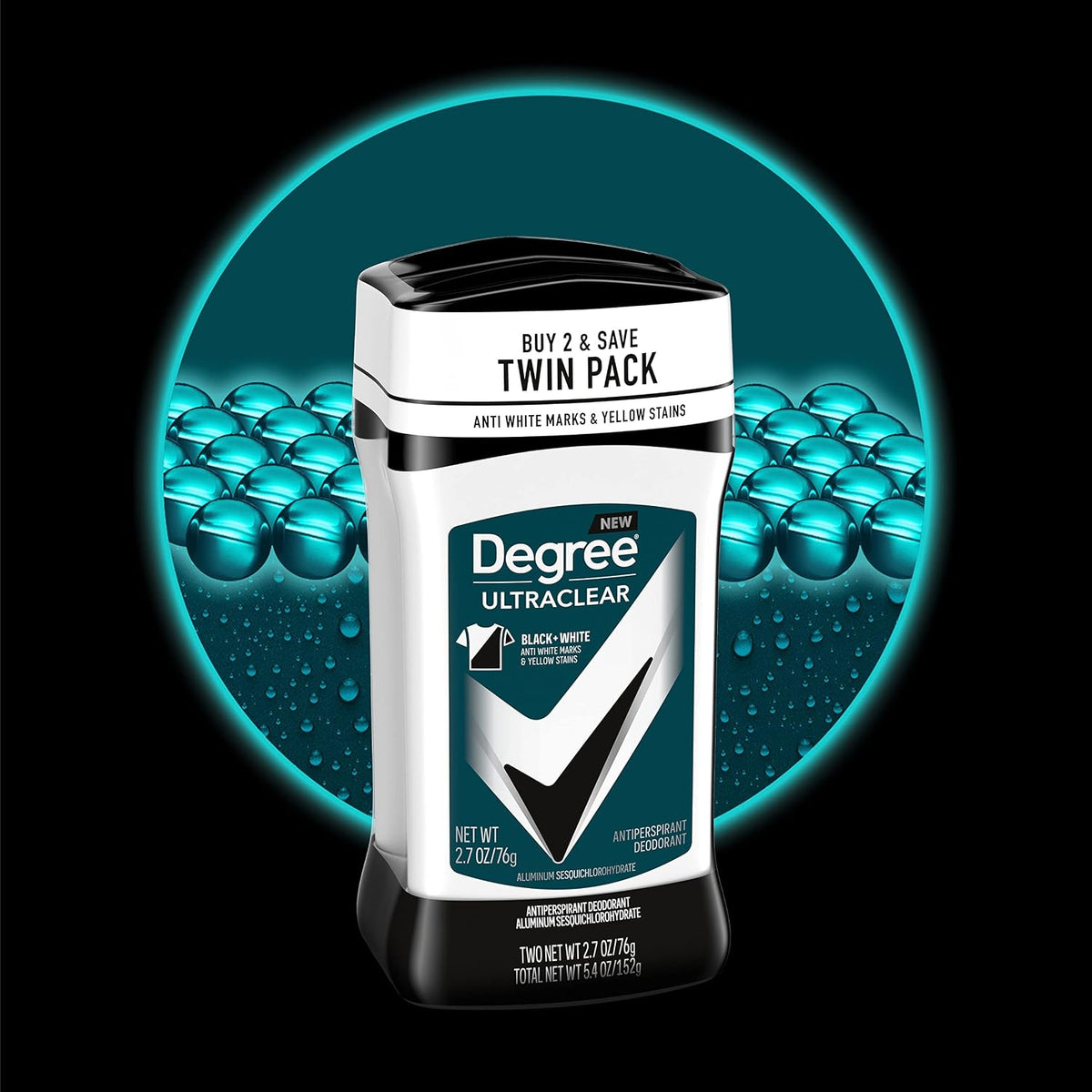 Degree Men UltraClear Antiperspirant Black+White Sweat & 2 Count 2.6