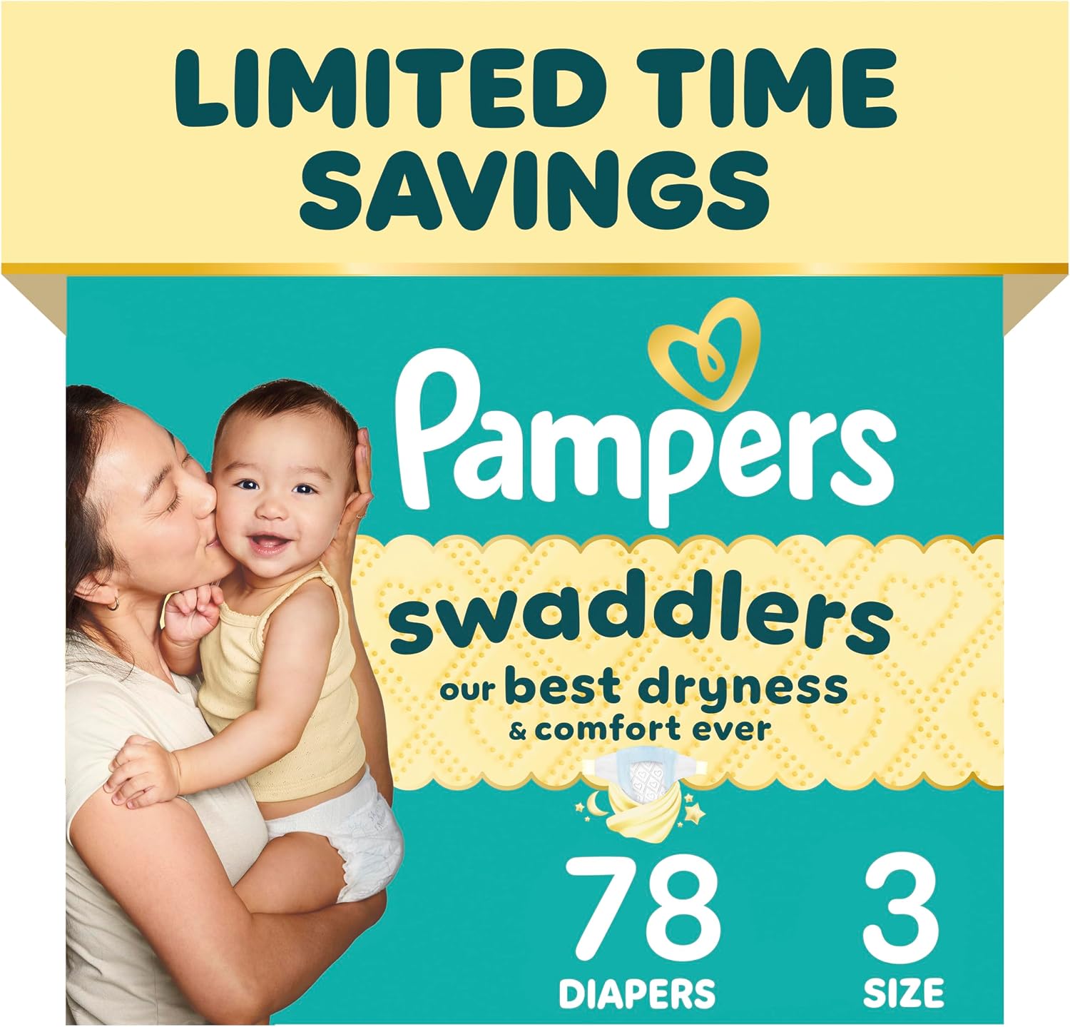 Pampers Swaddlers Newborn Diapers, Size Newborn (10 lbs), 84 Count, Fragrance Free, Hypoallergenic, Absorbent, Pediatrician Recommended, Skin Safe