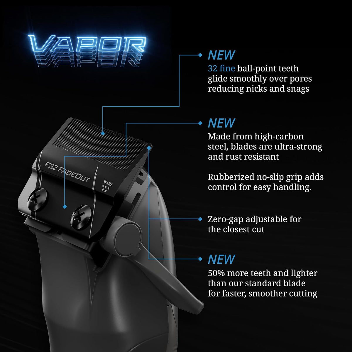 Wahl Professional 5 Star Vapor Cord/Cordless Clipper, F32 Fadeout Blade
