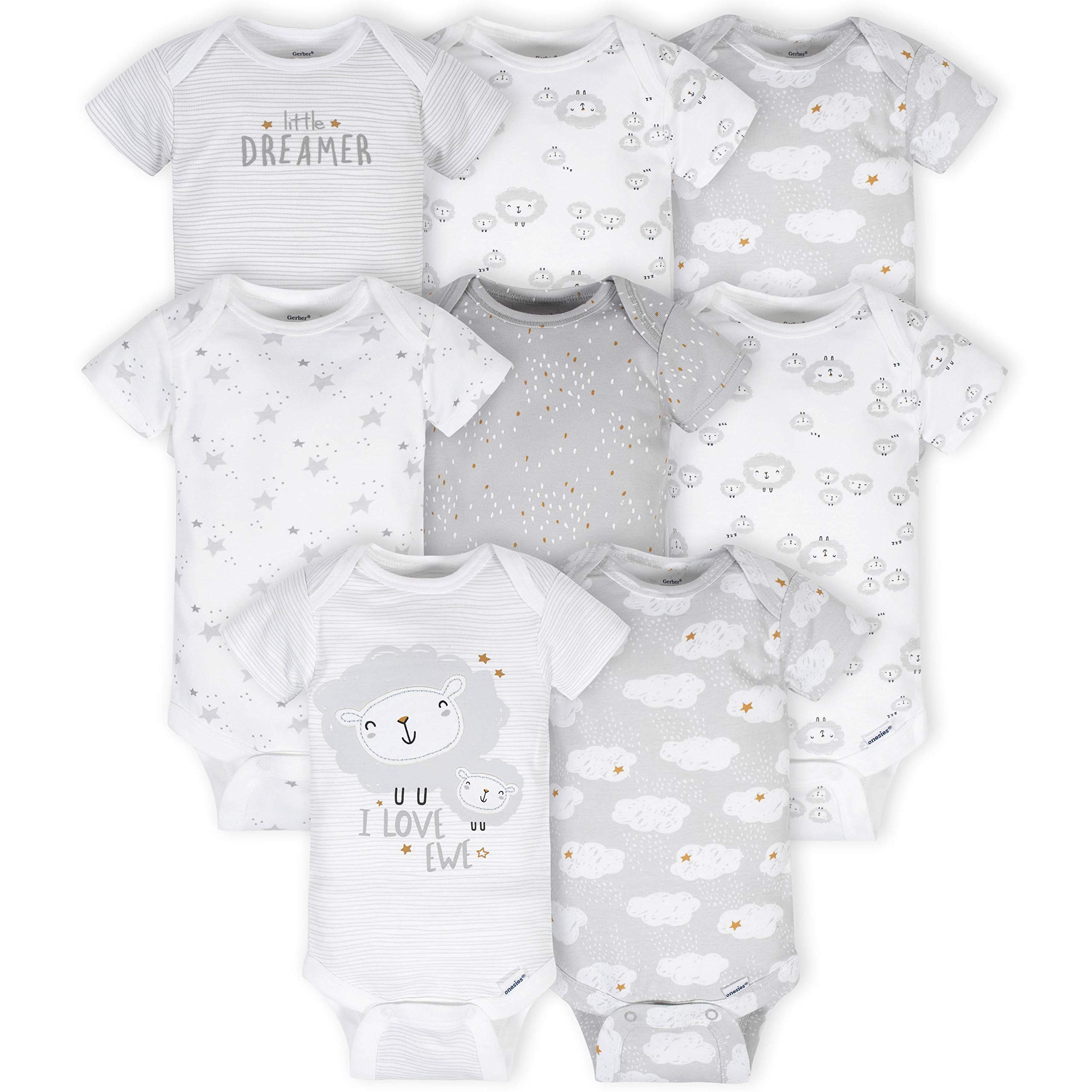 Gerber Baby Boys & Girls 8-Pack Short Sleeve Onesies Bodysuits