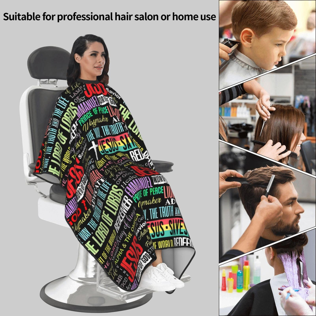 Christian Barber Cape, Jesus Hair Cutting Barber Cape Salon and Dyeing Styling Cloth for Women/Men