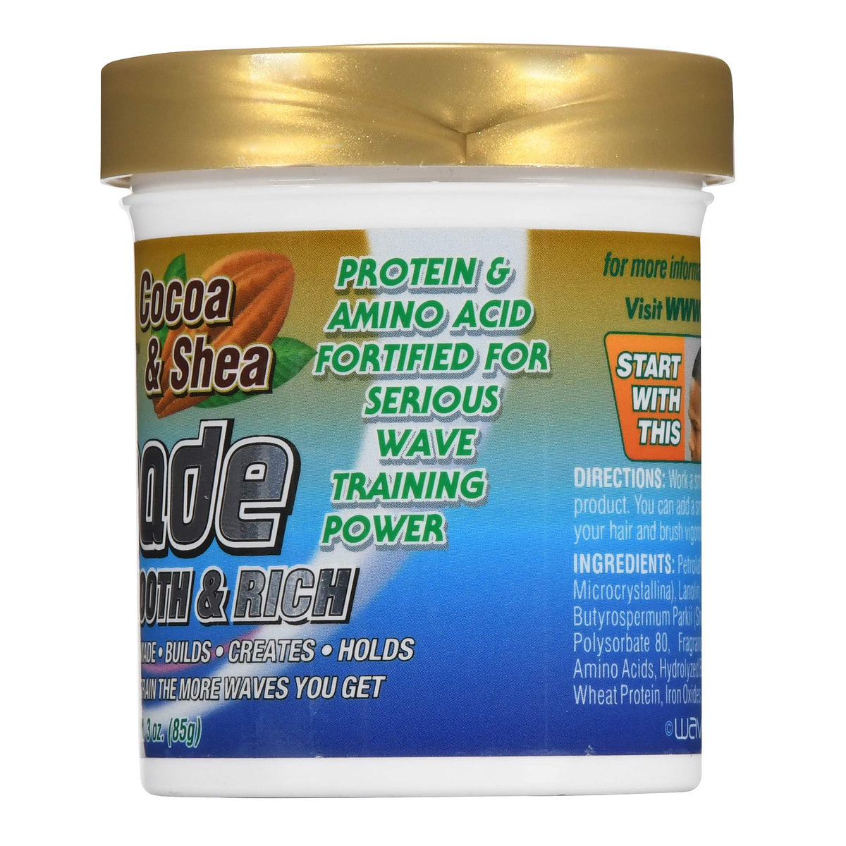 WaveBuilder Cocoa & Shea Pomade | Super Smooth & Rich Formula Promotes Healthy Hair Waves, 3 Oz