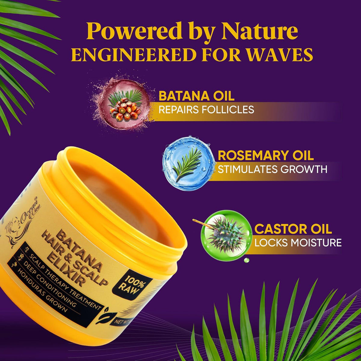 OCEAN VIEW DEEP WAVES POMADE - Premium Wave Grease, Wave Pomade for 360 Waves, Strong Hold Wave Cream for Men, Hydrating Hair Styling Product for Deep, Defined Waves, 4 oz Jar