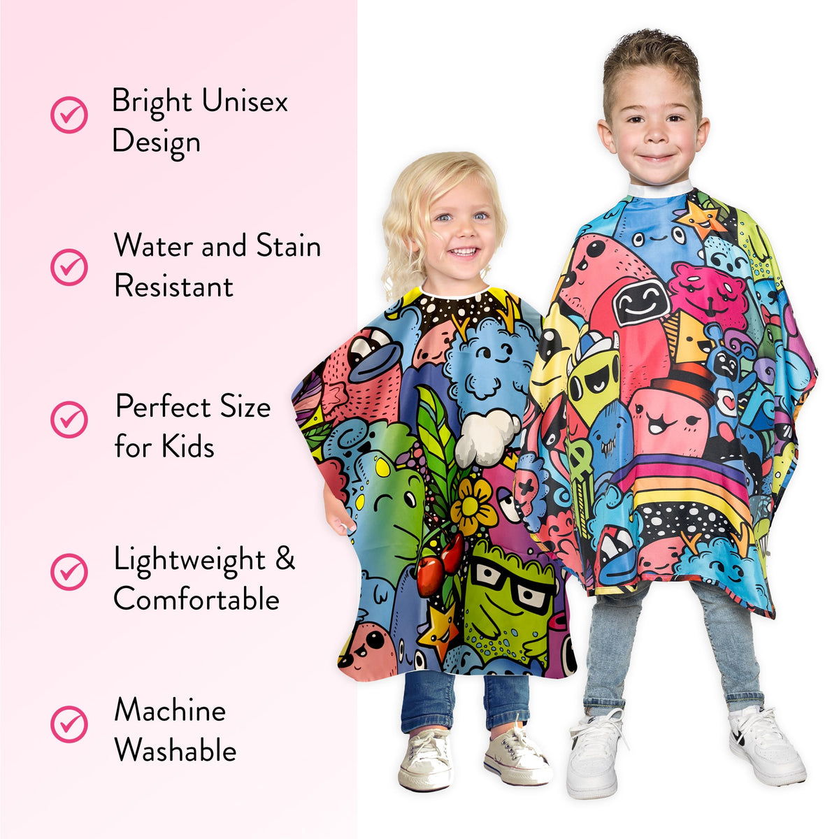 Betty Dain Kids Styling Haircut Cape, Social Kids Print, 30" x 36"