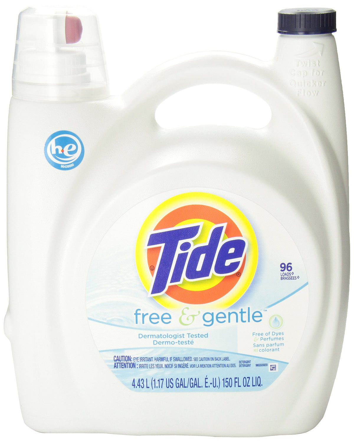 Tide Free & Gentle Liquid Laundry Detergent, 100 Loads, 132 fl oz, Tide Laundry Detergent, Clean Laundry Detergent