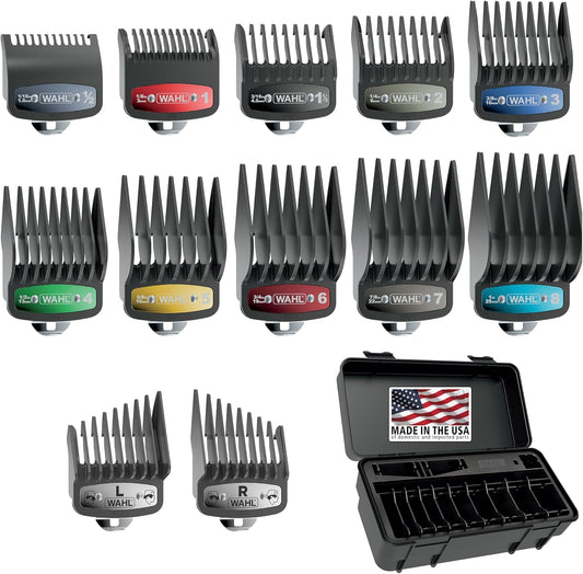 Wahl Genuine SECURE-SNAP Colored Metal Clip Guard Set, 12 Guards & Caddy