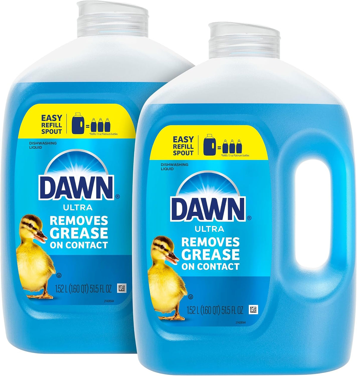 Dawn Ultra Dish Soap Refill Jug, Large Size Original Blue Liquid Dishwashing Detergent, Powerful Dish Soap for Grease, 51.5 oz