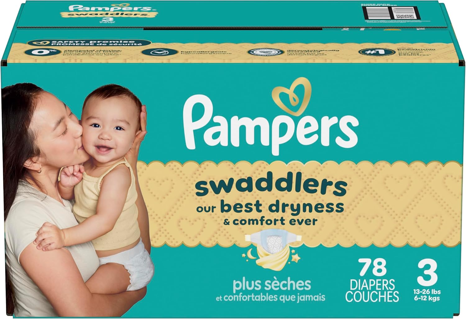 Pampers Swaddlers Newborn Diapers, Size Newborn (10 lbs), 84 Count, Fragrance Free, Hypoallergenic, Absorbent, Pediatrician Recommended, Skin Safe