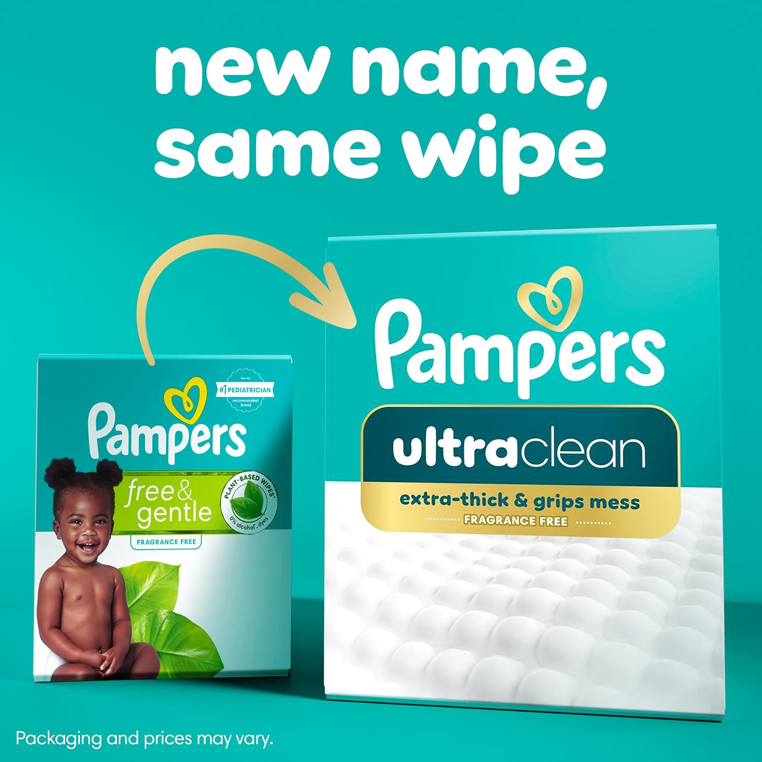 Pampers Ultraclean Baby Wipes (Previously 'Free & Gentle'), 99% Water, Hypoallergenic, Unscented, 100% Plant Based, Plastic-Free, 936 Wipes Total (12X Flip-Top Packs)