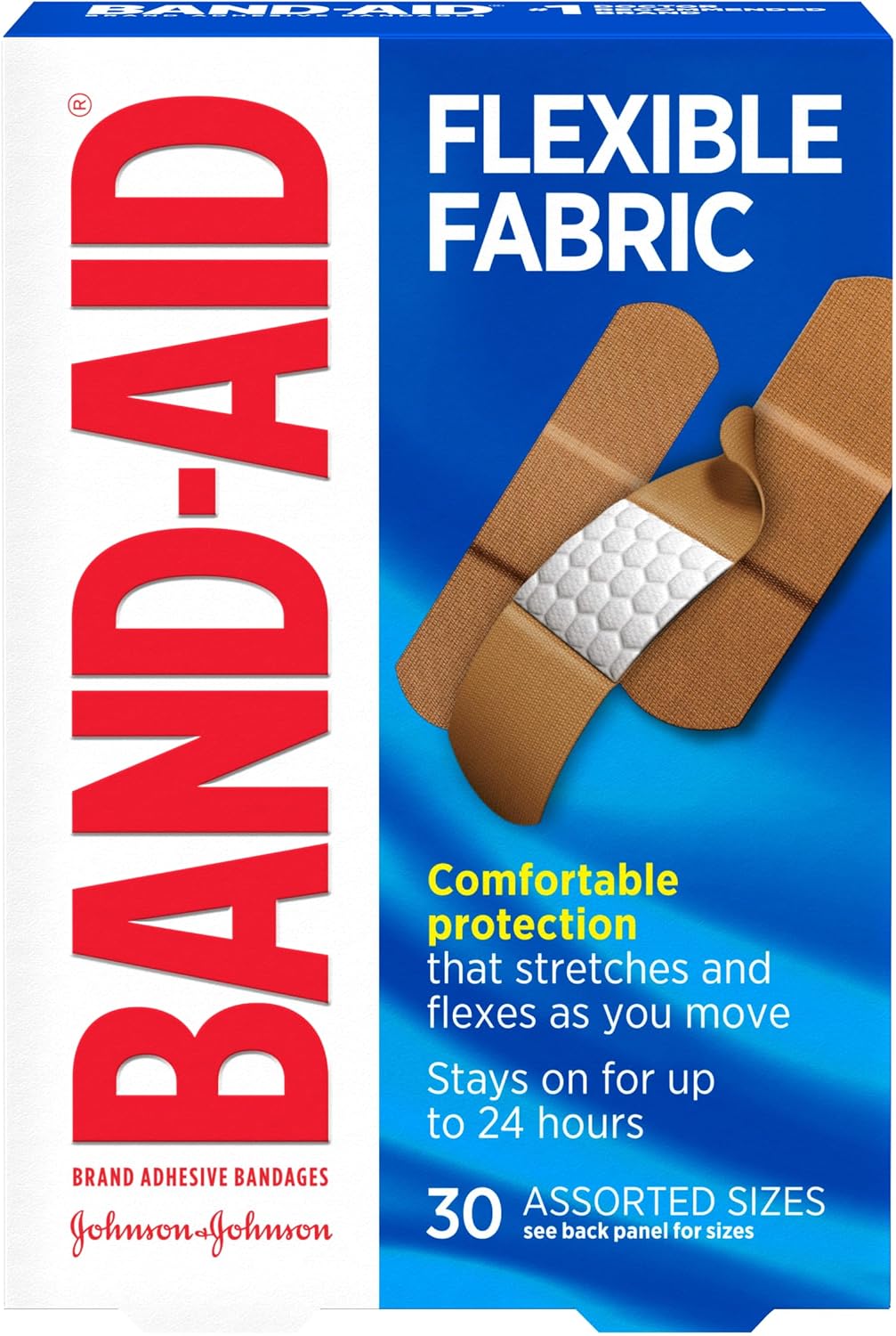 BAND-AID Brand Flexible Fabric Adhesive Bandages, Assorted Sizes, 100 Count