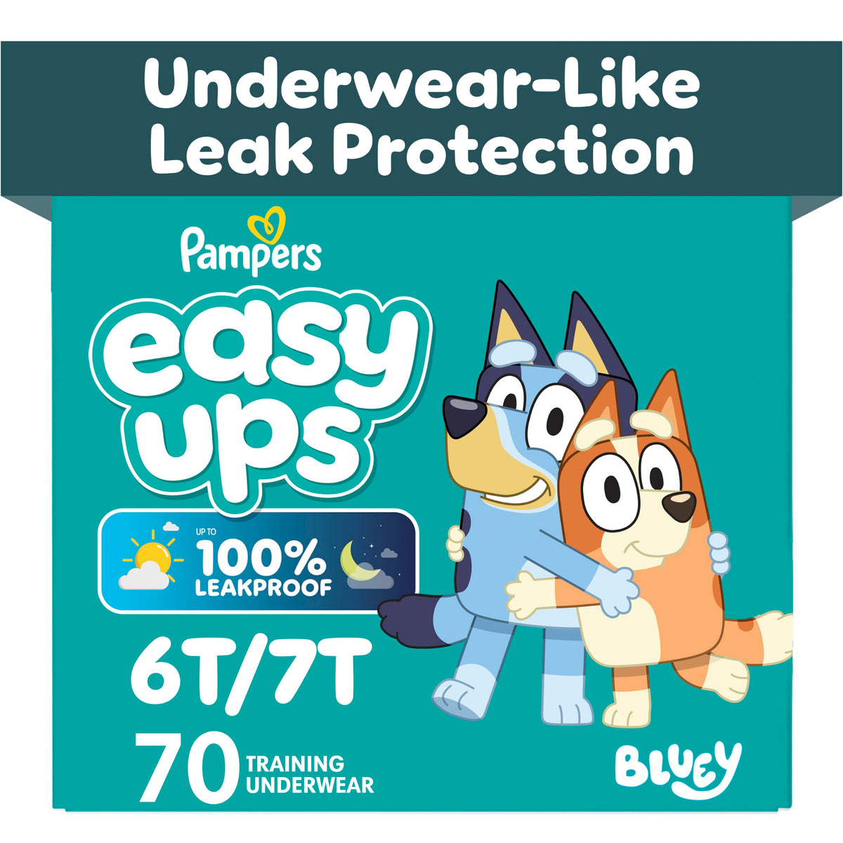 Easy Ups Girls & Boys Potty Training Pants, Size 5 (3T-4T), 124 Count, Bluey Absorbent Pull Up Training Underwear, Up to 100% Leakproof Day and Night, Hypoallergenic