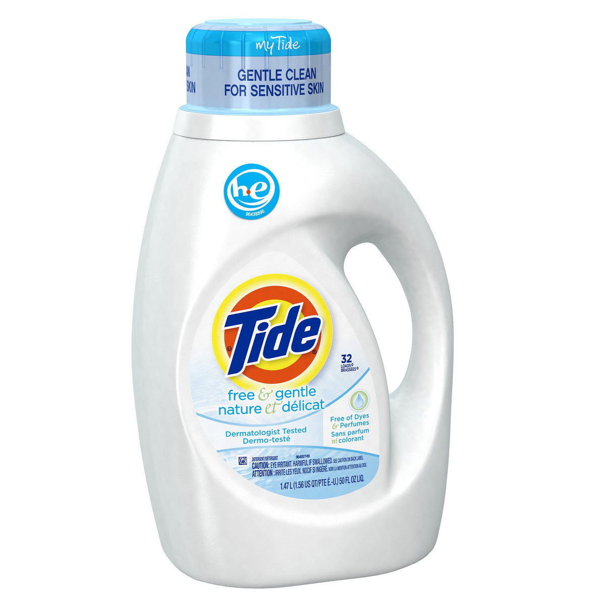 Tide Free & Gentle Liquid Laundry Detergent, 100 Loads, 132 fl oz, Tide Laundry Detergent, Clean Laundry Detergent