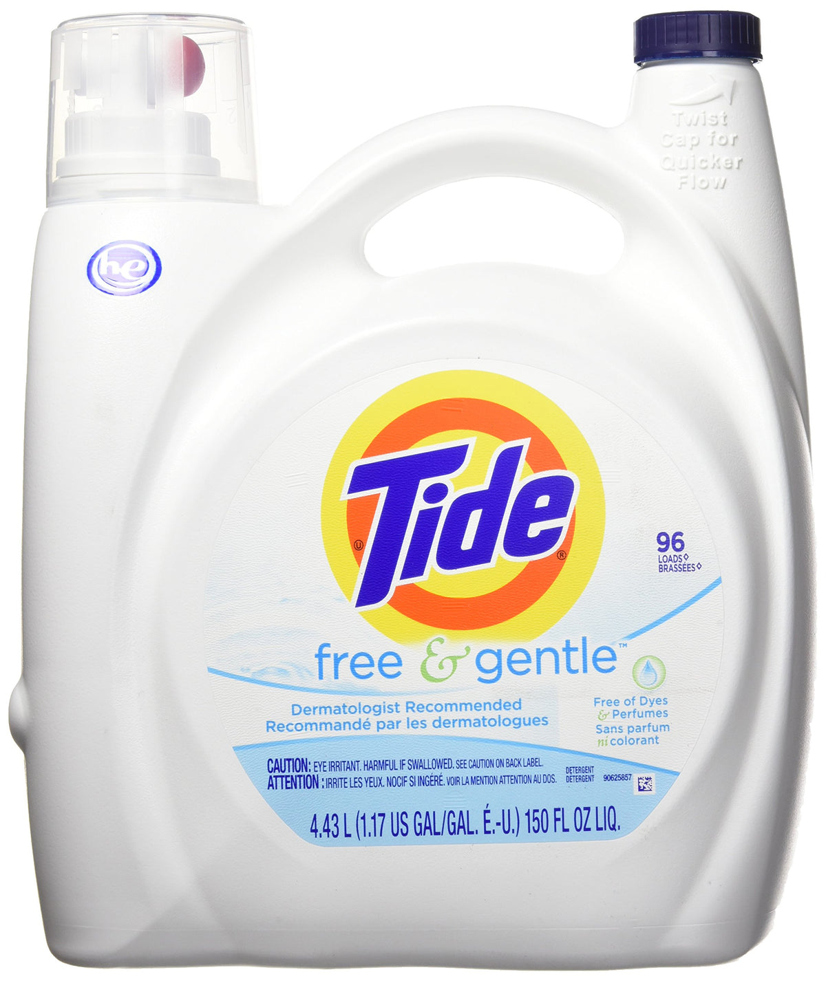 Tide Free & Gentle Liquid Laundry Detergent, 100 Loads, 132 fl oz, Tide Laundry Detergent, Clean Laundry Detergent