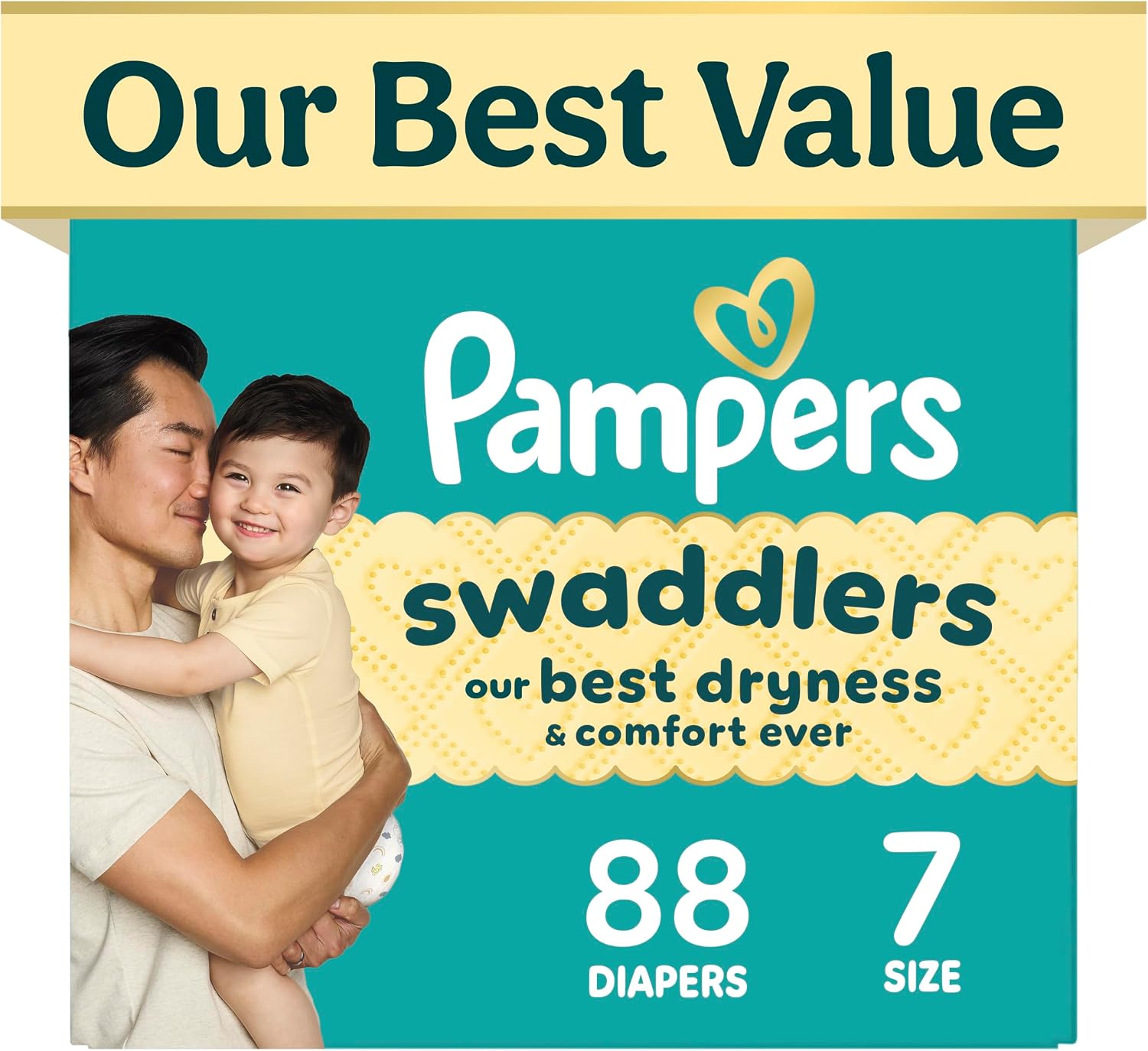 Pampers Swaddlers Newborn Diapers, Size Newborn (10 lbs), 84 Count, Fragrance Free, Hypoallergenic, Absorbent, Pediatrician Recommended, Skin Safe