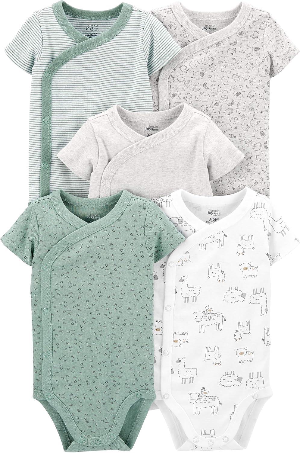 Simple Joys by Carter's Unisex Baby 5-pack Side Snap Short-sleeve Bodysuit