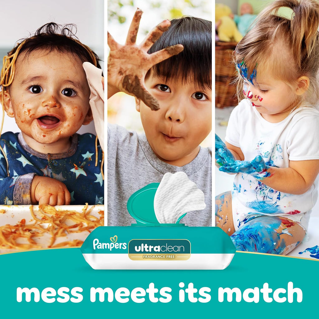 Pampers Ultraclean Baby Wipes (Previously 'Free & Gentle'), 99% Water, Hypoallergenic, Unscented, 100% Plant Based, Plastic-Free, 936 Wipes Total (12X Flip-Top Packs)