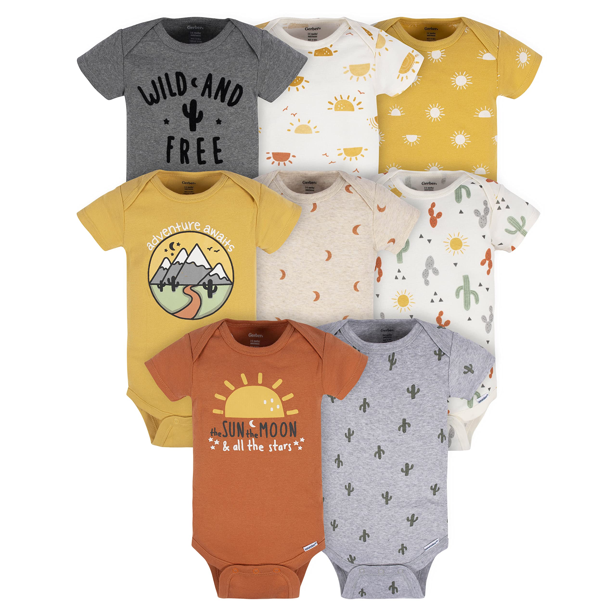 Gerber Baby Boys & Girls 8-Pack Short Sleeve Onesies Bodysuits