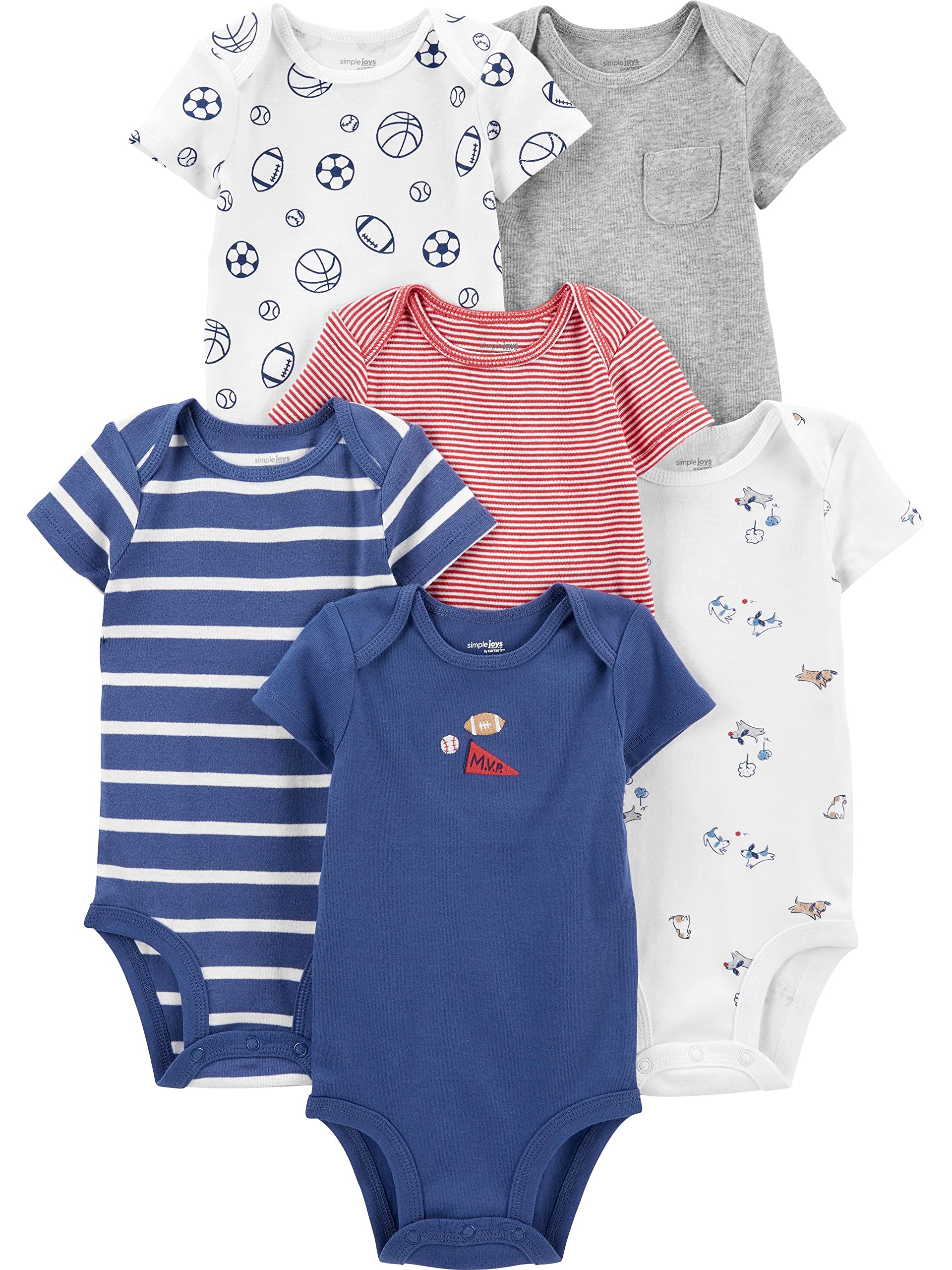 Simple Joys by Carter's Baby Boys 6-Pack Short-Sleeve Bodysuit